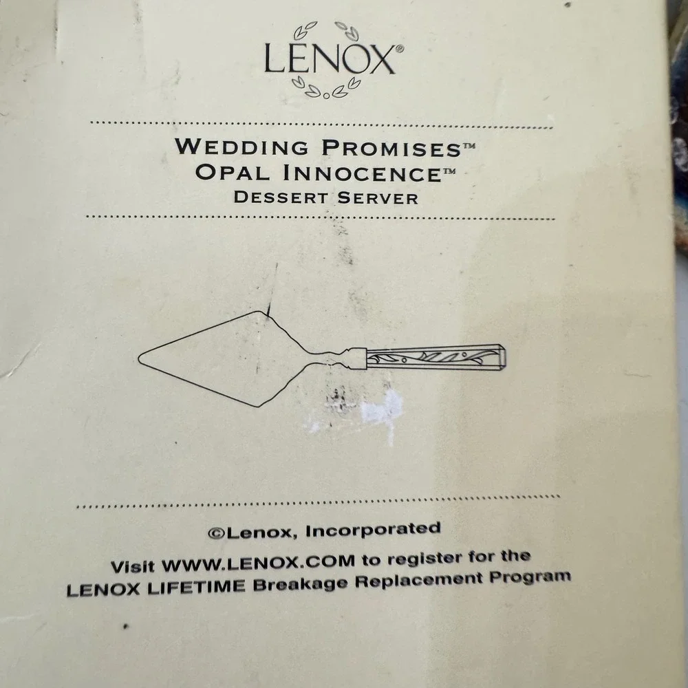 VTG Lenox Wedding Promises Opal Innocence Crystal Giftware Cake dessert Server‎